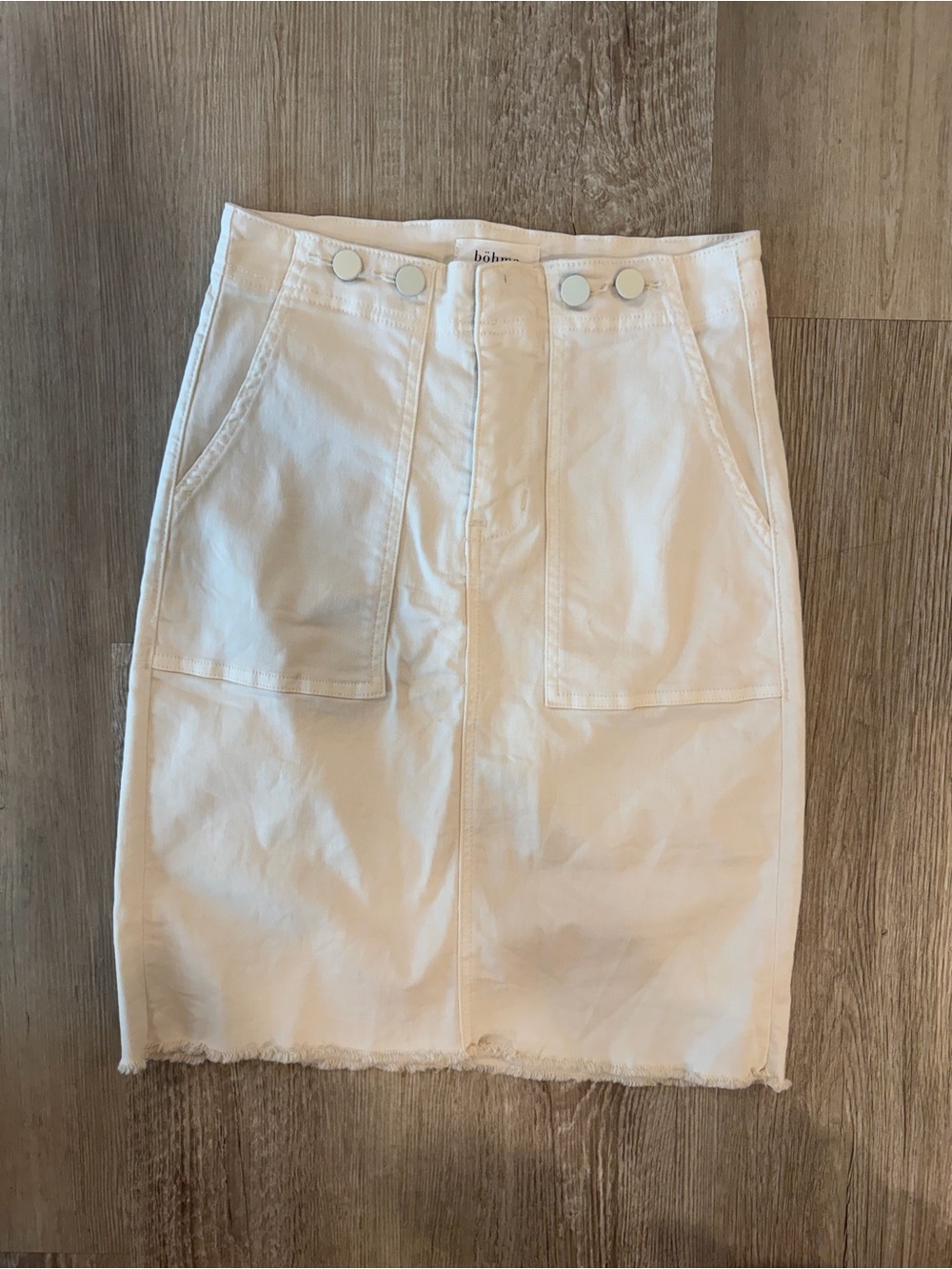 bohme White Denim Mini Skirt with Front Pockets Women’s Size 23